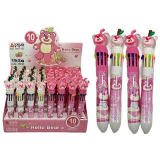 Ручка кулькова "AODEMEI" /ADM-15238/ "Ведмідь рожевий об'ємний" 10 кольорів (40/480)