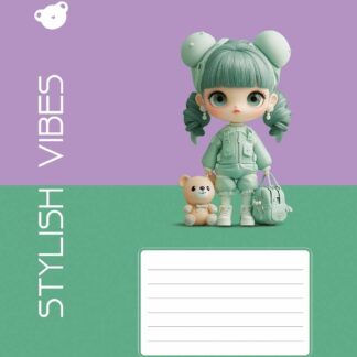 Зошит уч. "Школярик" 12арк. == /3568L/ " Stylish vibes" ВД-лак (дівчинка) (30/300)