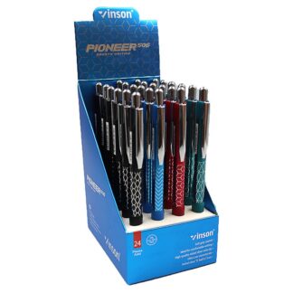 Ручка масляна автомат "Vinson" /506/ "Pioneer" 0,7мм, синя, грип, mix (24/1440)