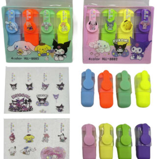 Набір текстових маркерів 4 кол /8662-F/ "Kuromi Куромі" 5,5см з наклейкою (1/24/576)