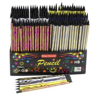 Олівець ч/г "JO" /DSCN0700/ HB Star color "Fire" з гумкою, карт. стійка (288/2880)