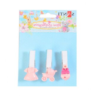 Прищіпки декоративні "Santi" /742505/ "Pretty girl" 4,5 см, 3 шт/упак (1/24/144)