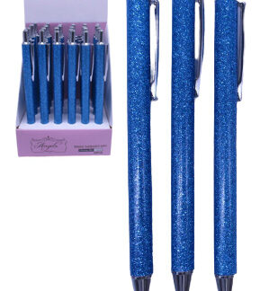 Ручка кулькова автомат. /8172-3/ "Блискуча бірюзова" метал. 0,7мм, синя (24)