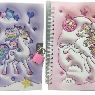 Блокнот 13*18/48арк. /36605/ на замочку  # "Єдиноріг-3D" мікс