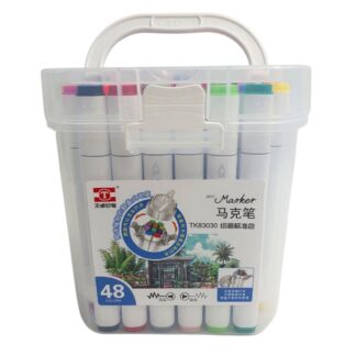 Скетч Маркер двосторонній "JO" /TK83030-48/ овал. скош/круг.48шт/набір пласт. контейнер з руч. (1/12)