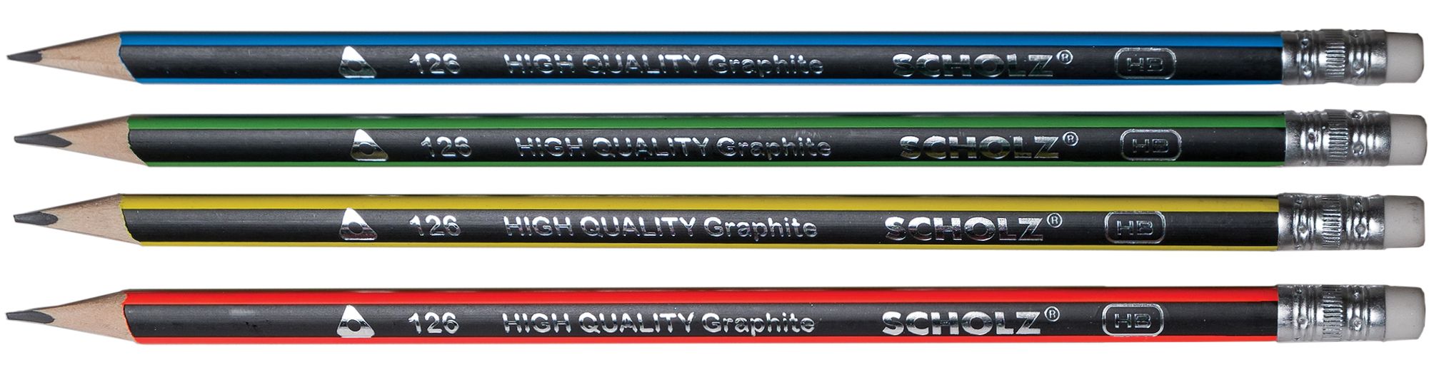 Олівець графітний "SCHOLZ" /126/ НВ,з гумкою, трикут.,чорно- неон.(уп.72шт.в тубі) кол.в асорт. (72/144/1728)