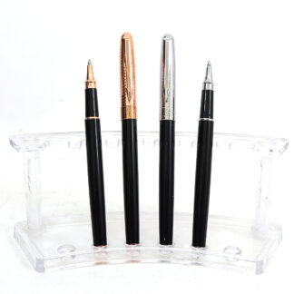 Ручка капілярна "Baixin" /RP912/ синя (1,2,) з насічками, золото + срібло (12)