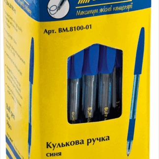 Ручка кулькова "BuroMAX" /BM.8100-01/ синя з гумовим грипом (50/1000)