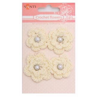 Набір брадс "Santi" /952615/ квіти в'язані «Натуральні», 4 шт (1/750)