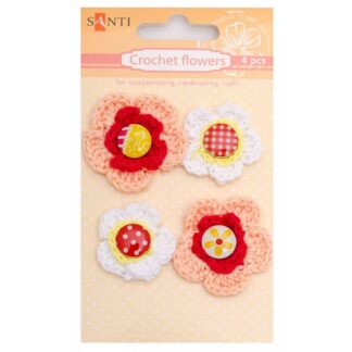 Набір брадс "Santi" /952616/ квіти в'язані «Яскраві», 4 шт (1/750)