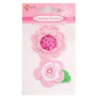 Набір брадс "Santi" /952617/ квіти в'язані рожеві, 2 шт (1/750)