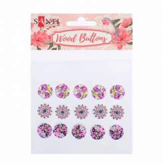 Набір гудзиків для творчості "Santi" /742154/ WB-04, дерево, 18мм,3 види, 15шт./уп., (1/200)