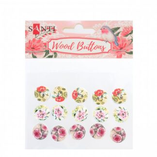 Набір гудзиків для творчості "Santi" /742156/ WB-05, дерево, 18мм,3 види, 15шт./уп., (1/200)