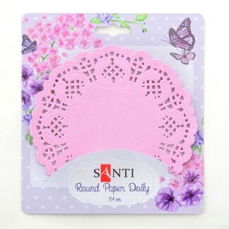 Набір серветок ажурних круглих "Santi" /741684/ колір рожевий, d: 11,4 см, 12 шт. (1/25/500)