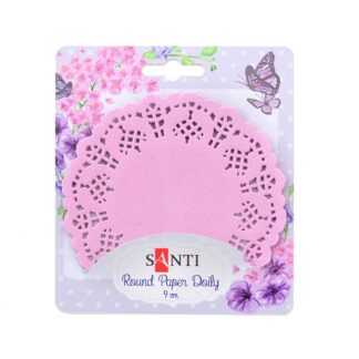 Набір серветок ажурних круглих "Santi" /741678/ колір рожевий, d: 9 см, 12 шт. (1/25/500)