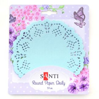 Набір серветок ажурних круглих "Santi" /741682/ колір світло-блакитний, d: 11,4 см, 12 шт. (1/25/500)
