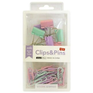 Набір канцелярський "WB" /2066/ біндер 19мм-6шт, скріпки 25мм - 40шт, мікс3 (1/24)