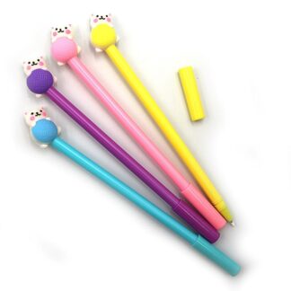 Ручка гелева "JO" /C0099/ "Кицьки" з іграшкою, синя (12/144/1728)