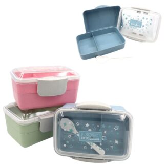 Контейнер для їжі "JO" /4328IMG/ 2 відділа, з ложкою, "Nature" (1/60)