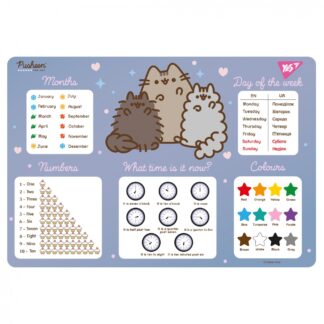 Підкладка настільна "YES" /492321/ "Pusheen" табл. англ., блакитна (1/10/200)