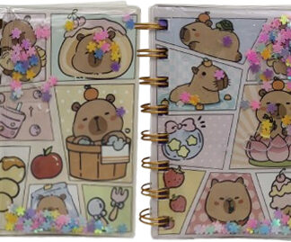 Блокнот 7,5*10,5см/80арк. /BC-205/ на спіралі "Плаваючі блискітки -Капібара"