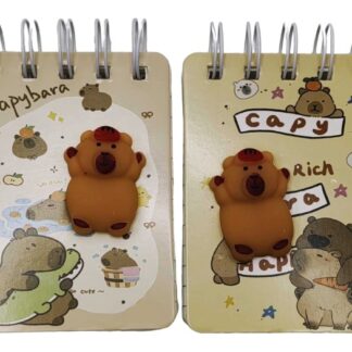 Блокнот 10,5*7см/70арк. /100К-0012/ на спіралі з іграшкою-антистрес "Капібара"