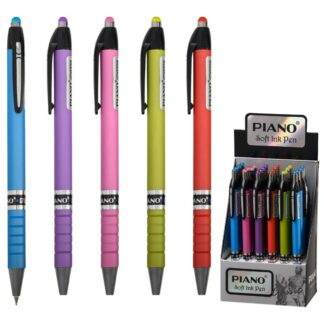 Ручка масляна автомат "PIANO" PB-165-С "Color" синя, кол.корпус (24)