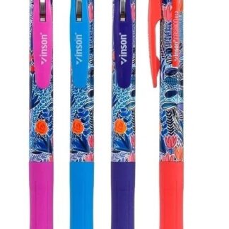 Ручка масляна автомат "Vinson" /512/ "Flower", 0,7мм, синя (24/1440)