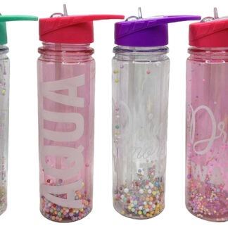 Пляшка для води з трубочкою /0397-2-LZ/ пластик "Написи-кульки" 550мл, мікс (1/60)