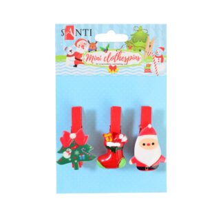 Прищіпки декоративні "Santi" /742503/ "Happy New Year" 4,5 см, 3 шт/упак (1/24/144)