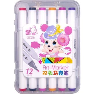 Набір скетч маркерів /218-12/ "Mouse" 12кол. кругл/скош наконечник трик, пласт корп.уп з етик. (1/8/80)