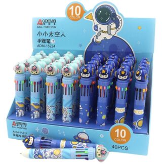Ручка кулькова автомат "AODEMEI" /ADM-15224/ дитяча багатобарвна "Spaceman" 10кольорів 0,7мм (40/480)
