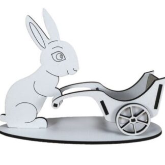 Заготовка "Великдень Підставка Зайка з Тачкою на 1 яйце" /AS-6211, М-2057/ МДФ-3мм, 18*13см